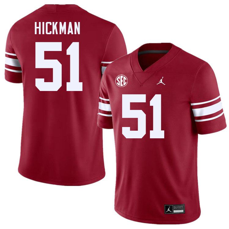 #51 Branson Hickman Oklahoma Sooners 2024 SEC Conference College Football Jerseys-Throwback